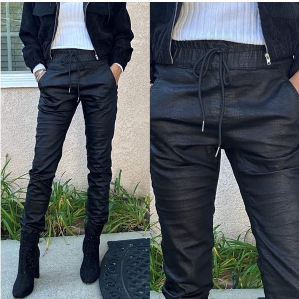 Bevy Flog Shely Stretch Straight Leg High Waist Black Joggers Size 24
